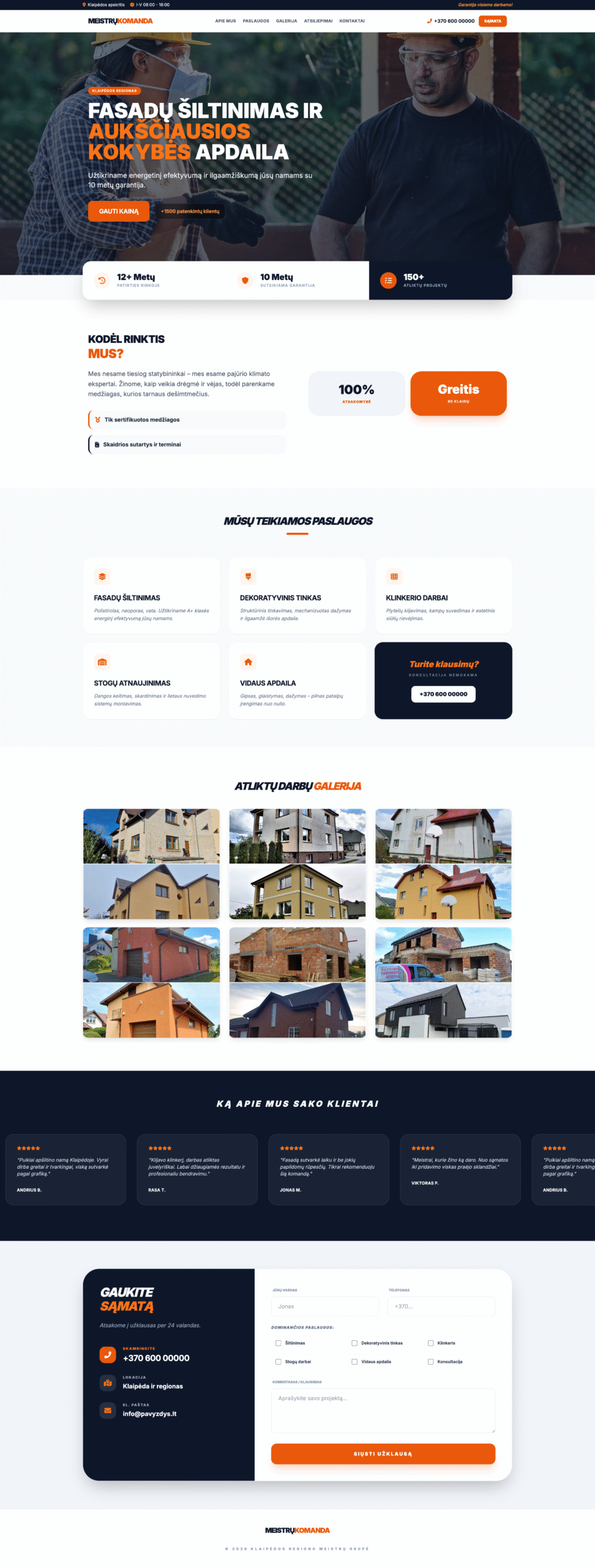 Fasadų Meistrai svetainės dizainas