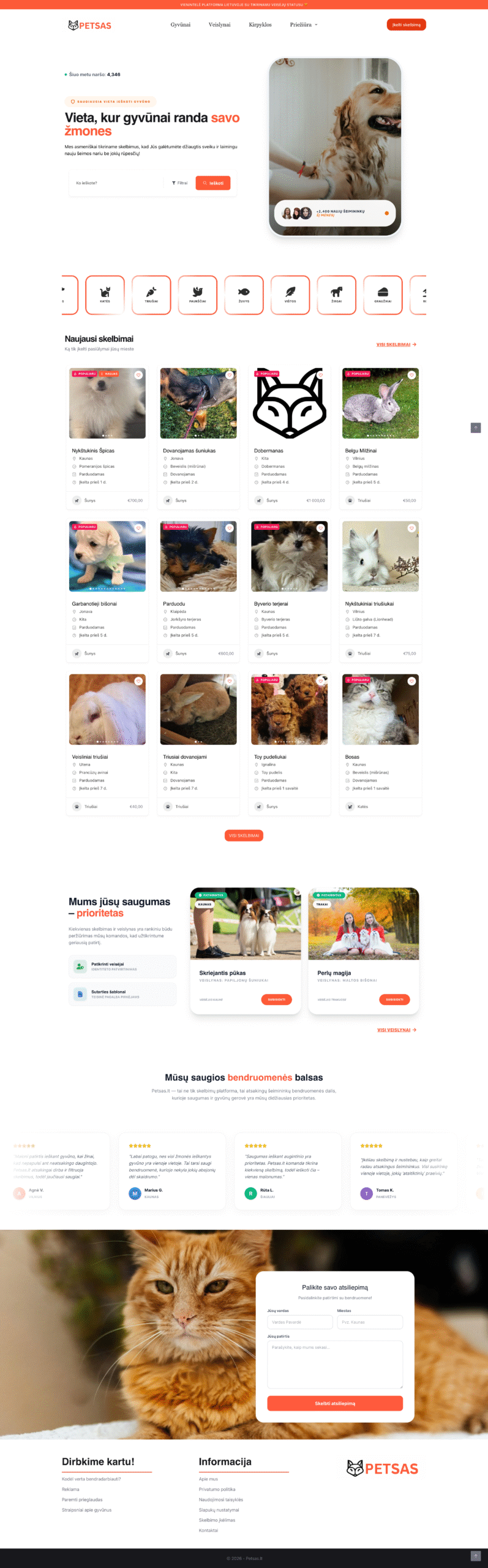 Petsas.lt platformos dizainas